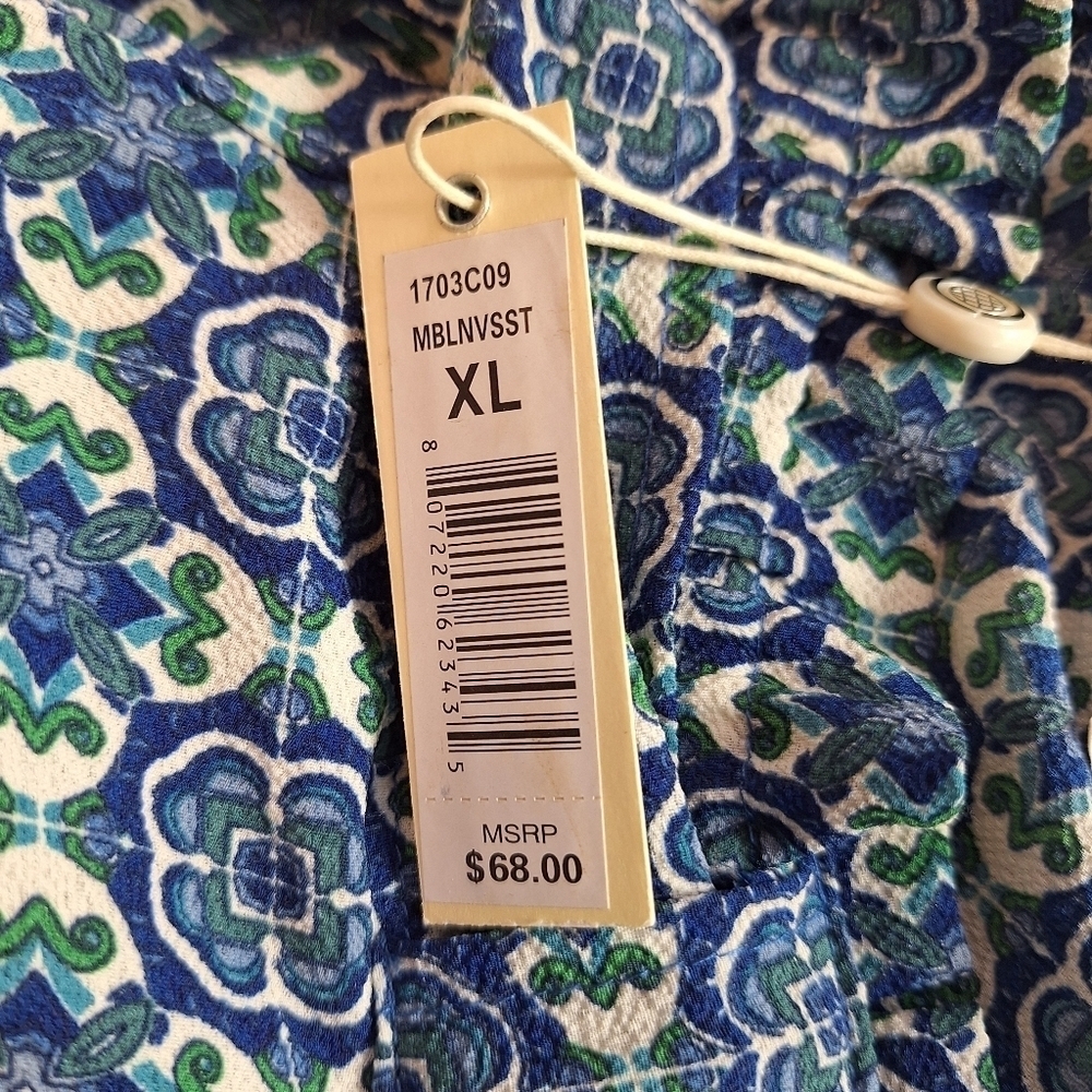 NWT Max Studio Shorts Paperbag Waist & Belt Blue & White Lightweight XLarge - Picture 7 of 11